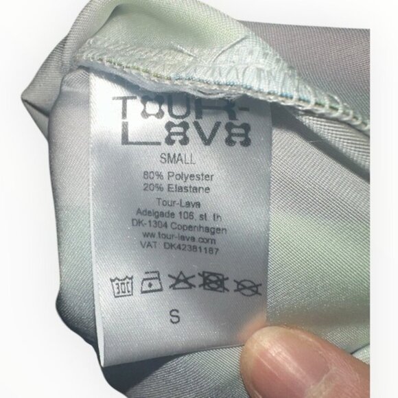 RARE TOUR-LAVA DENMARK geometric POP Dress HARLEQUIN PRINT white S crewneck LS - Picture 7 of 8